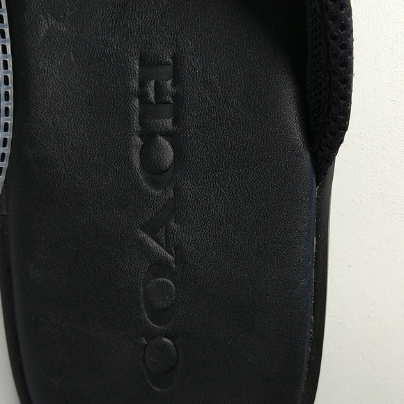Coach Logo Jacquard Leather Flip-Flops - Picture 7 of 8